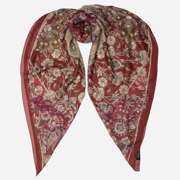 Berry Red Modal Cashmere Square Scarf