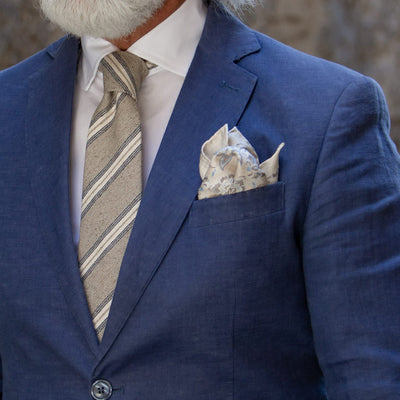Double Sided Silk Pocket Square Beige