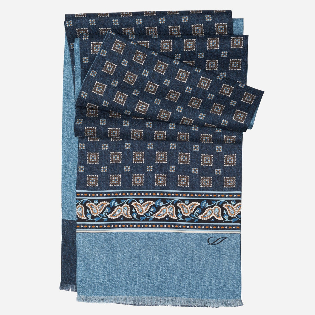 Men's Blue Italian Silk Scarf