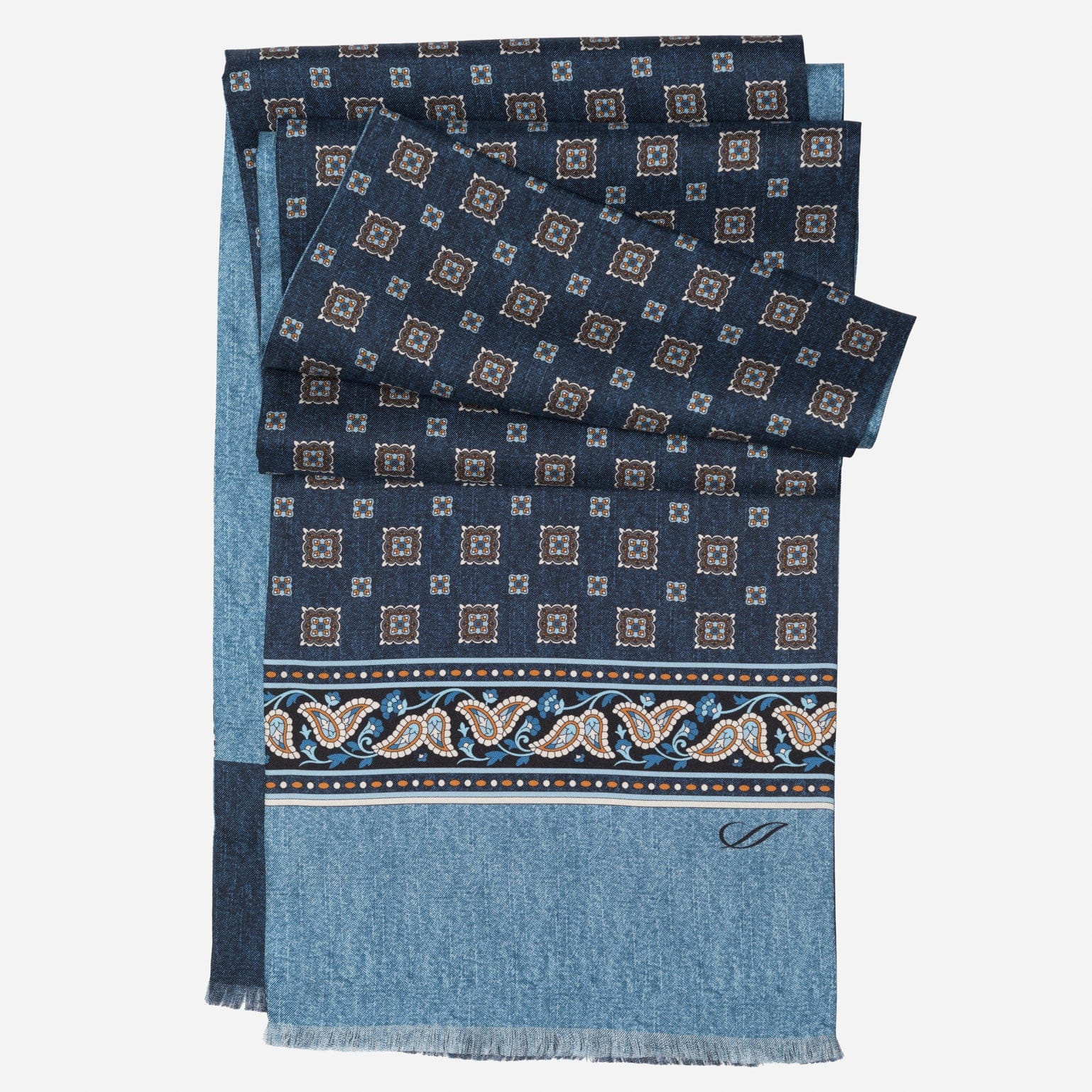 Men's Blue Italian Silk Scarf
