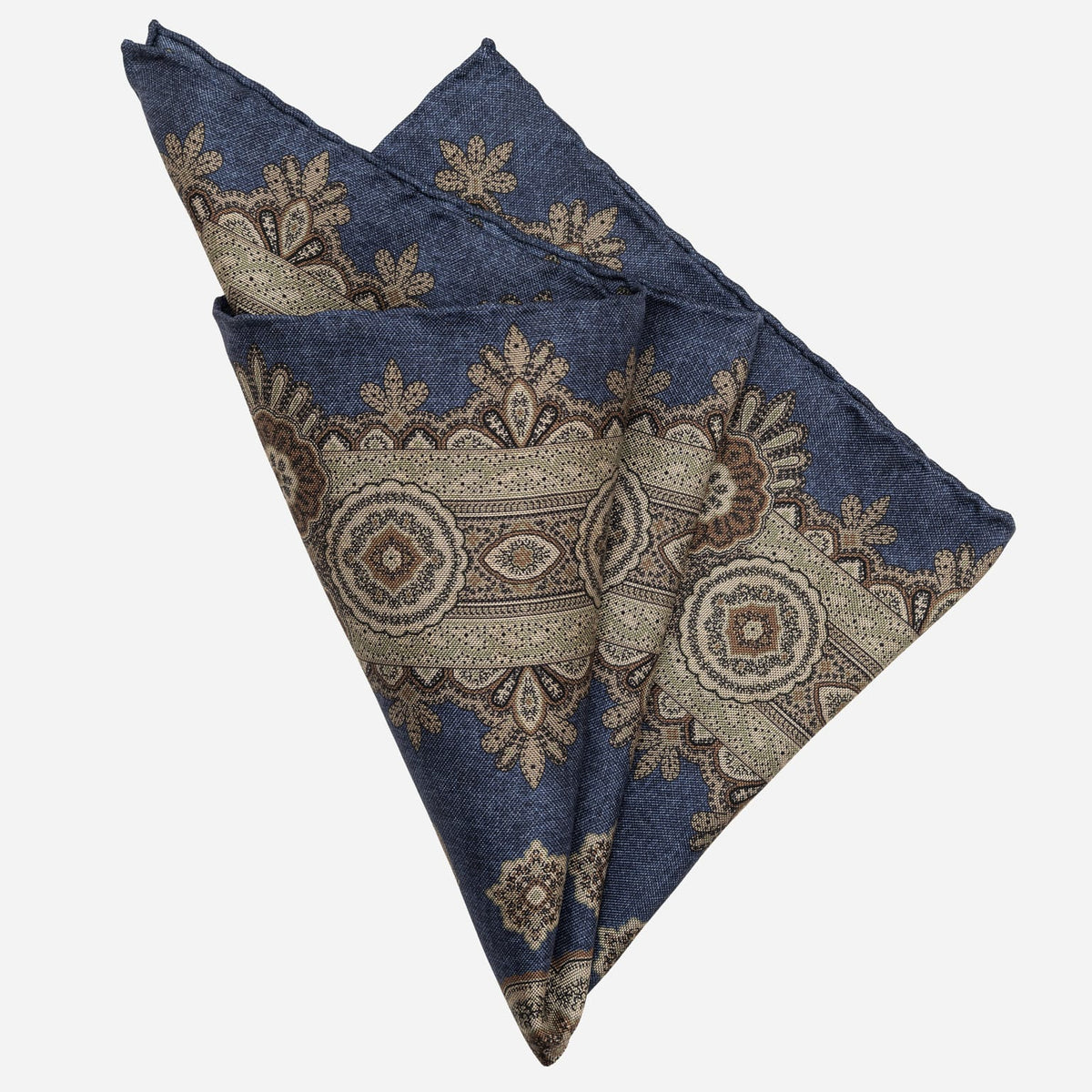 Double Sided Blue Silk Pocket Square