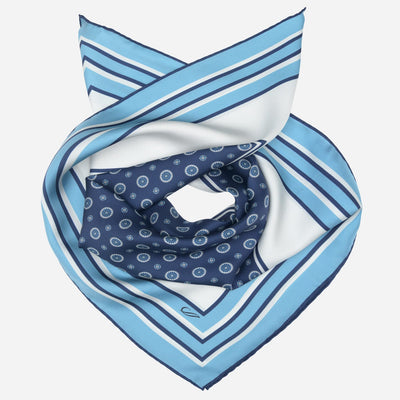 Blue Italian Designer Silk Neckerchief