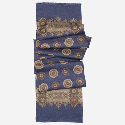 Italian Designer Men's Blue Silk Scarf