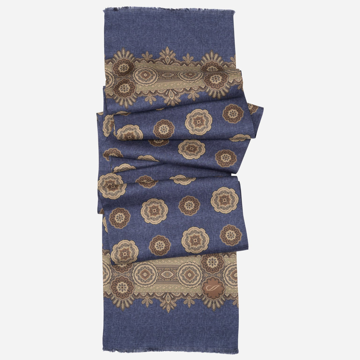 Italian Designer Men's Blue Silk Scarf