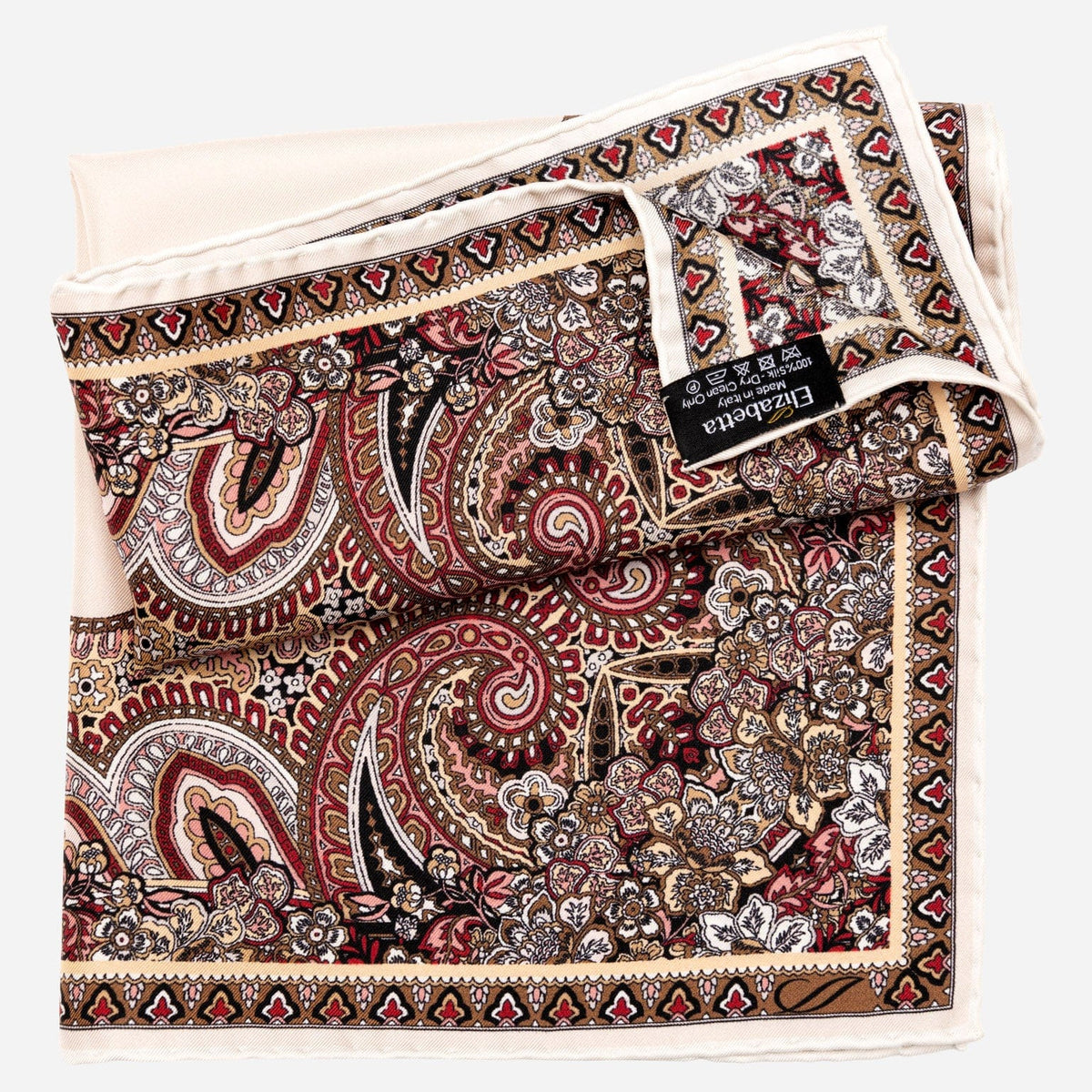 Blush Paisley Silk Italian Pocket Square