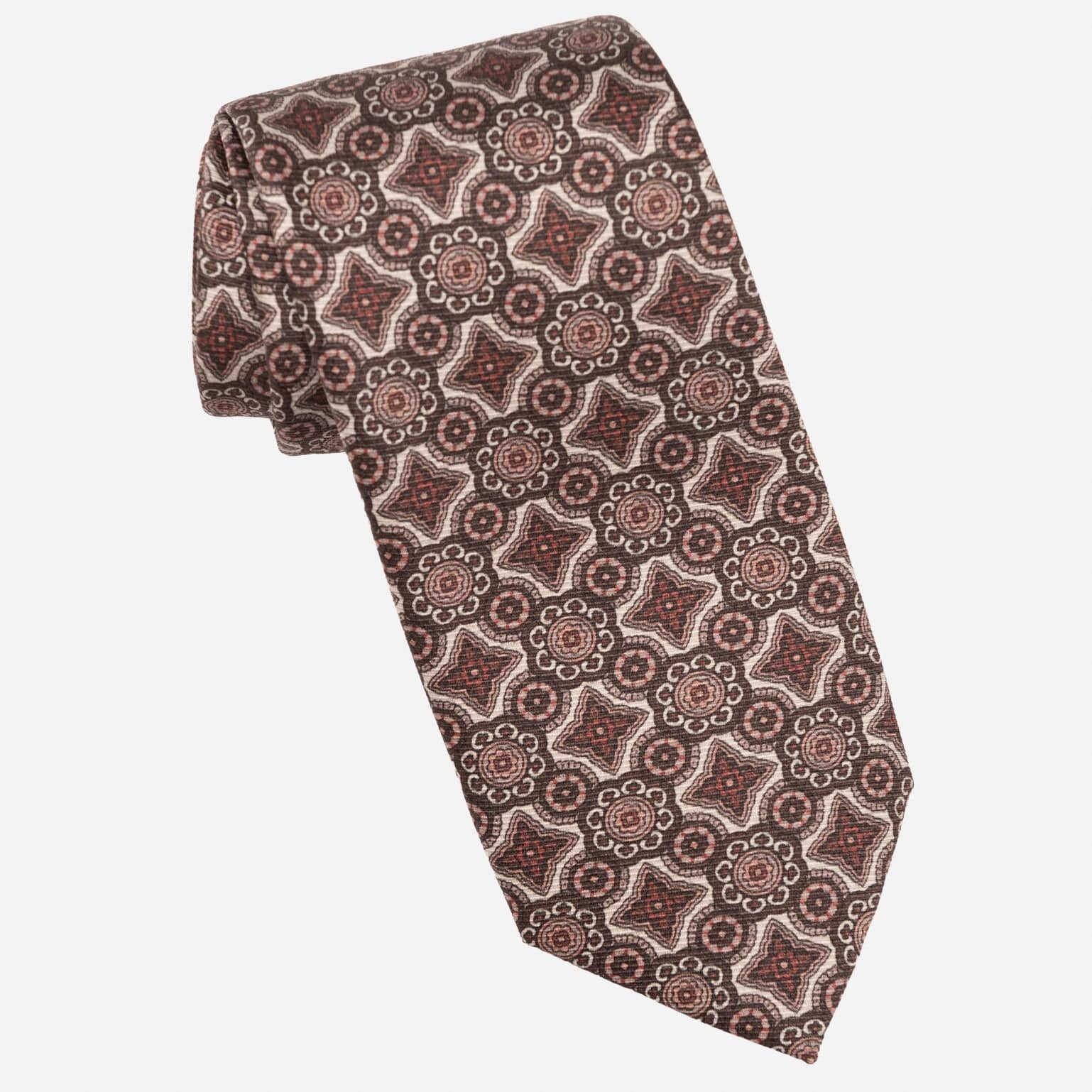 Brown and Blush Italian Madder Silk Tie