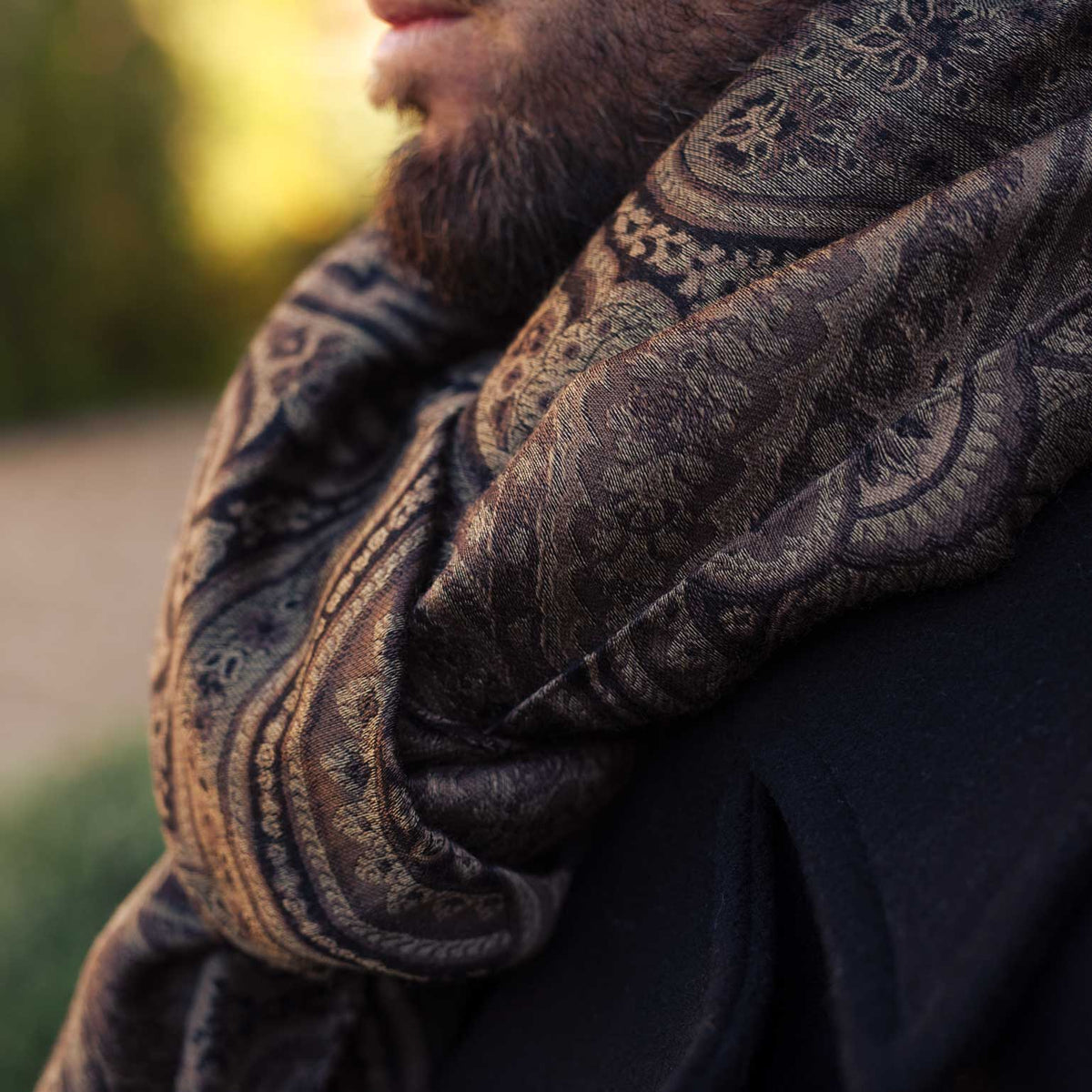 Mens brown Italian wool luxury scarf