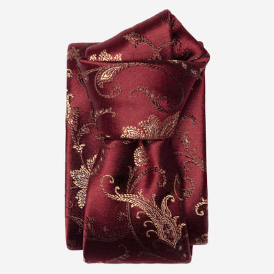 Italian Burgundy Floral Silk Tie