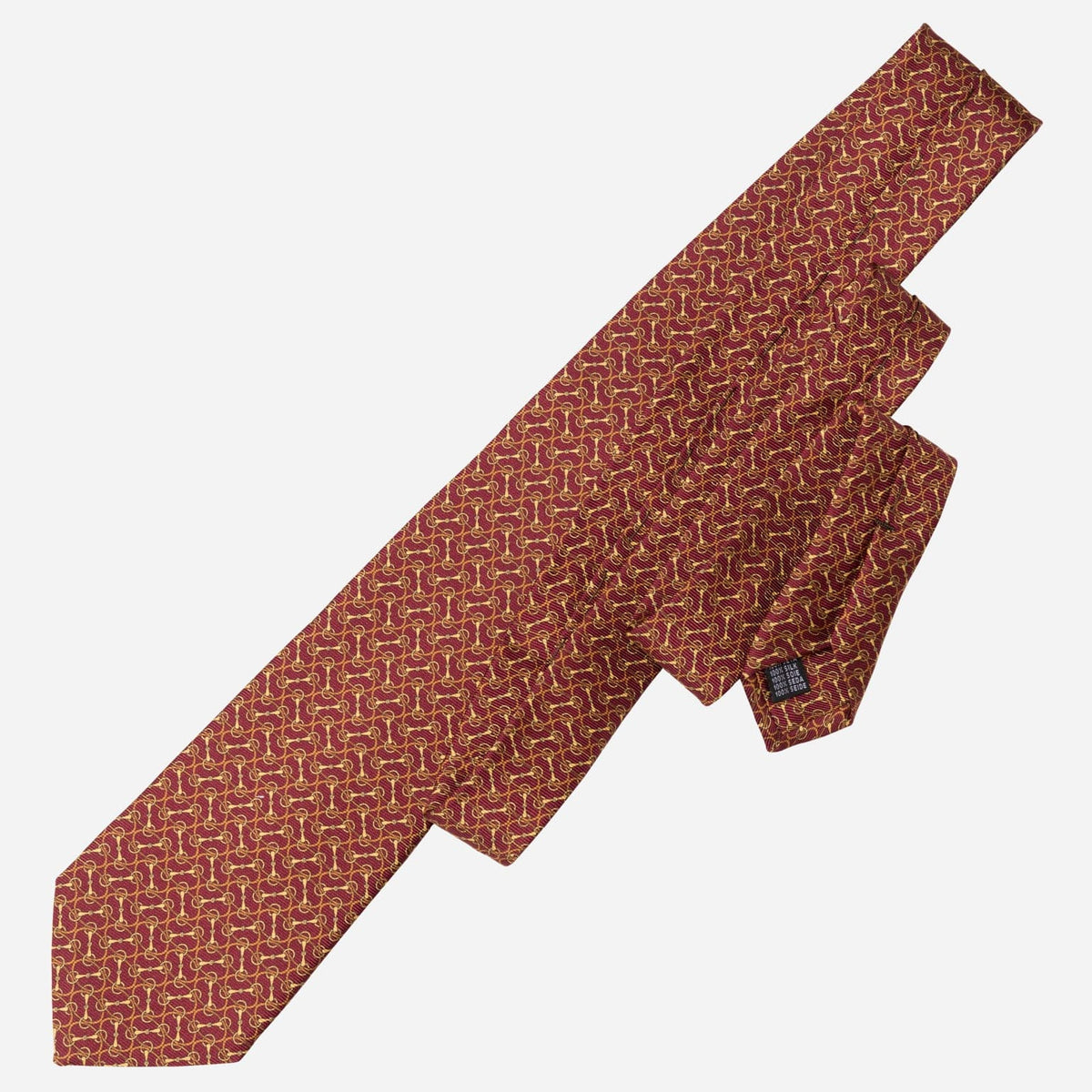 Burgundy Patterned Handmade Silk Tie