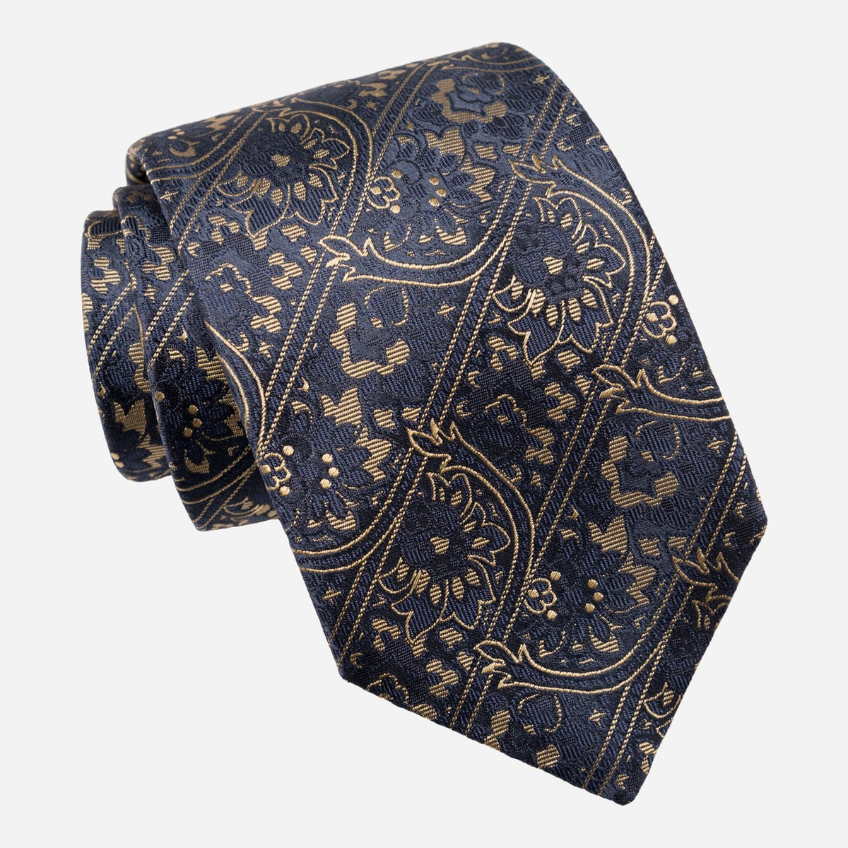 Handmade Italian Blue Floral Silk Tie