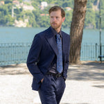 Dark Blue Italian Designer Silk Tie