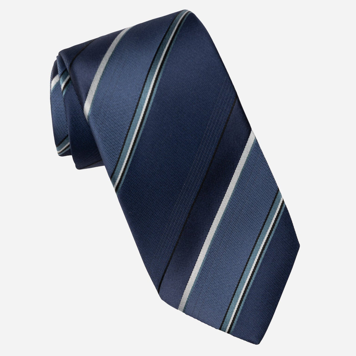 Italian Handmade Blue Striped Silk Tie
