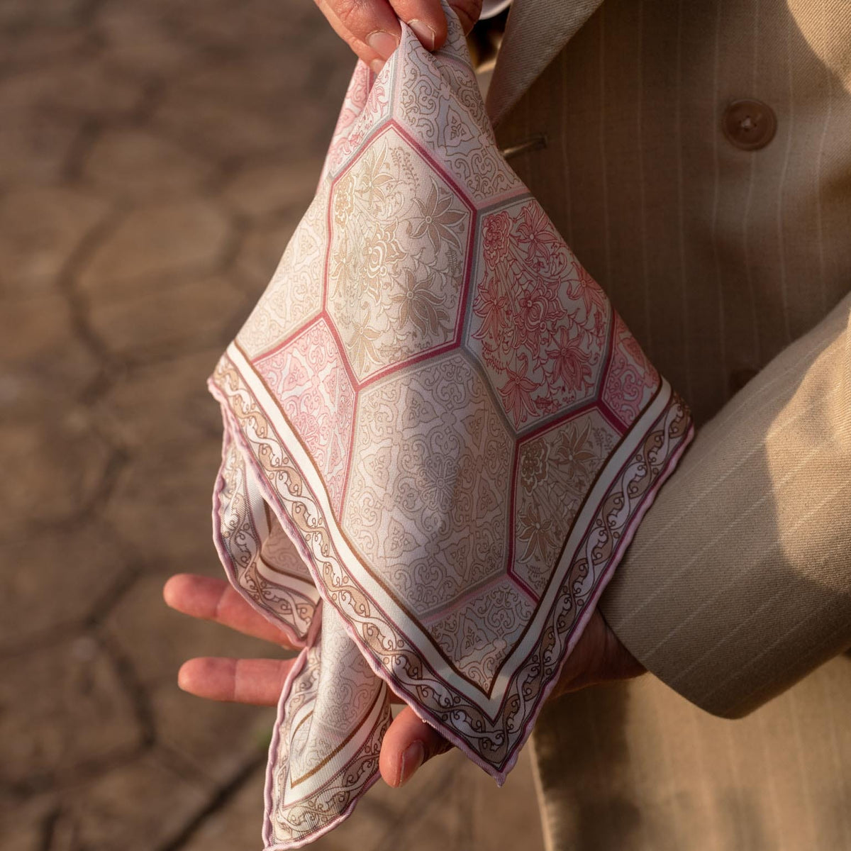 Luxury Italian Pink Silk Pocket Square