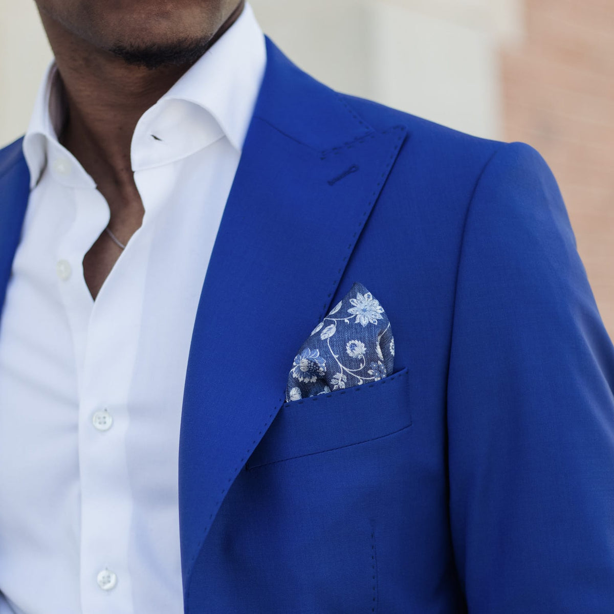 Double Sided Silk Pocket Square - Navy