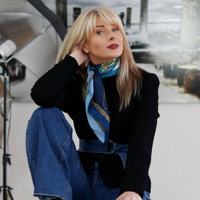 Best blue Italian silk foulard