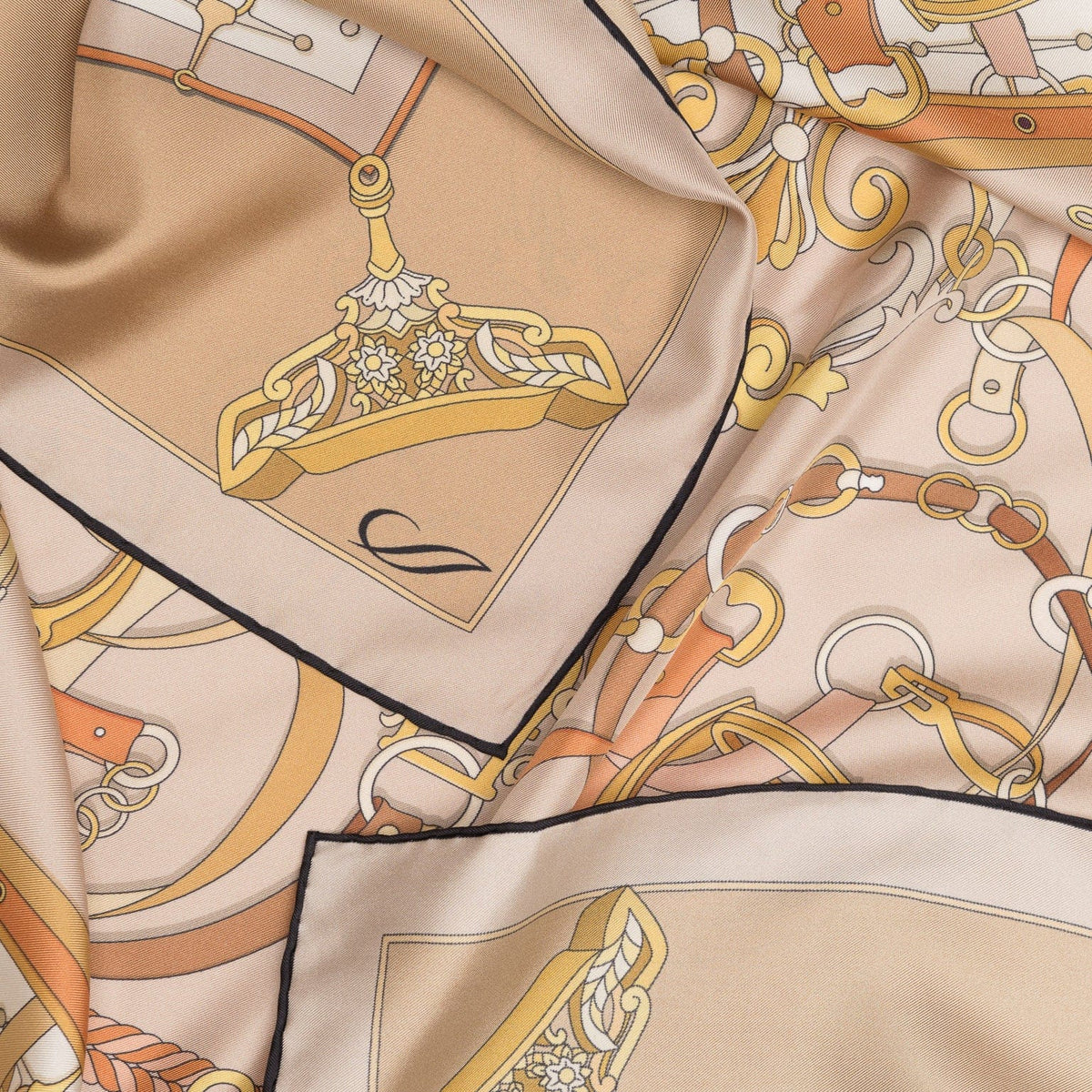 Women's Italian Silk Square Scarf - Tan