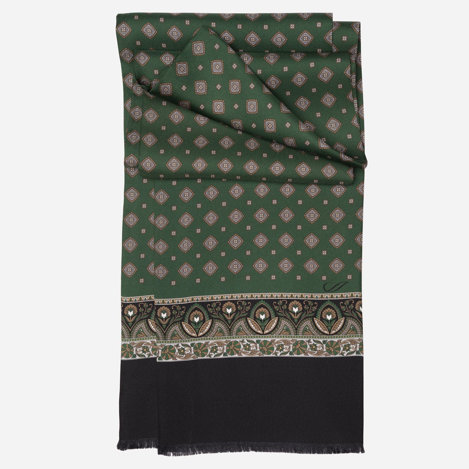 Italian Designer Men's Greeen Silk Scarf