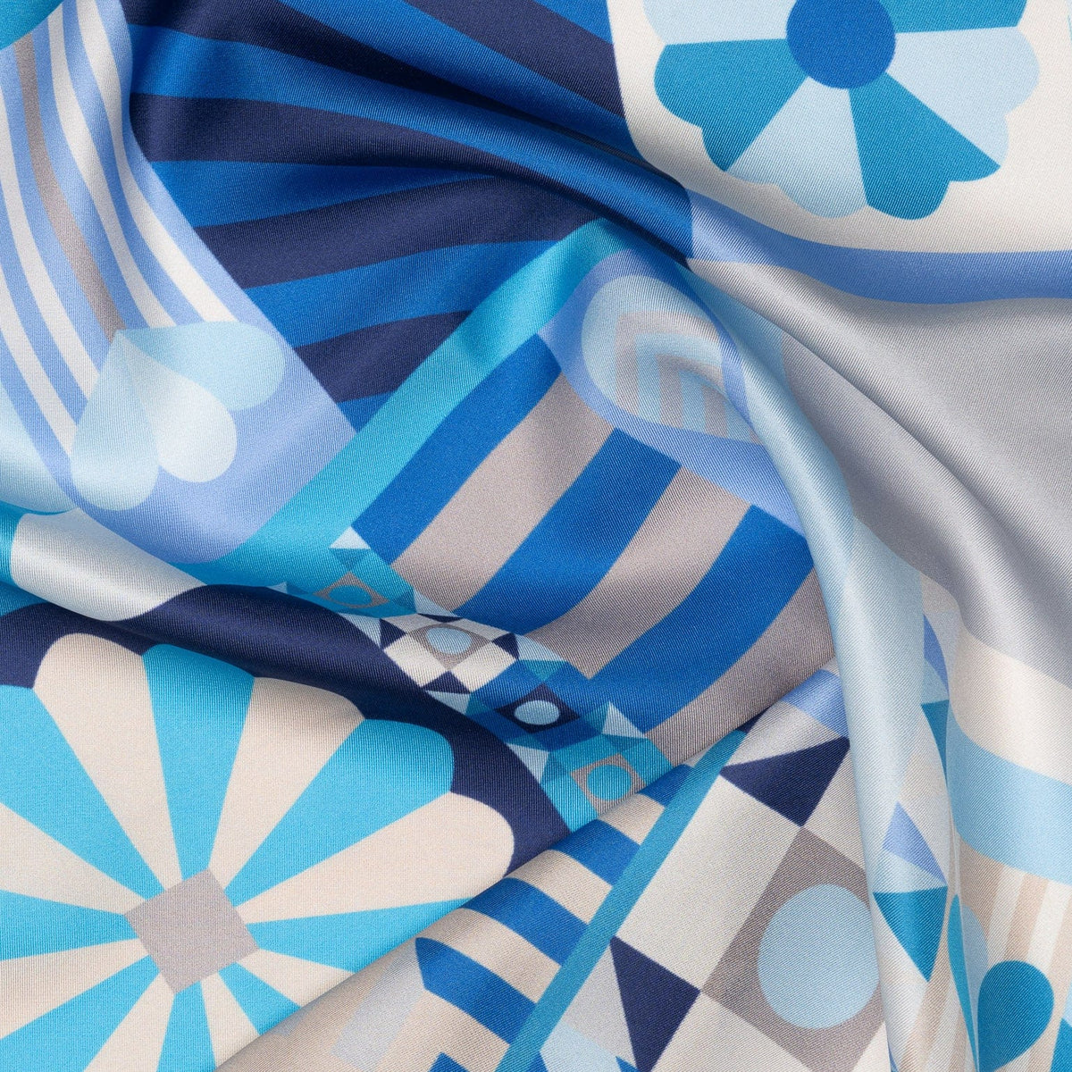 Women's Silk Bandana Geometric Blue