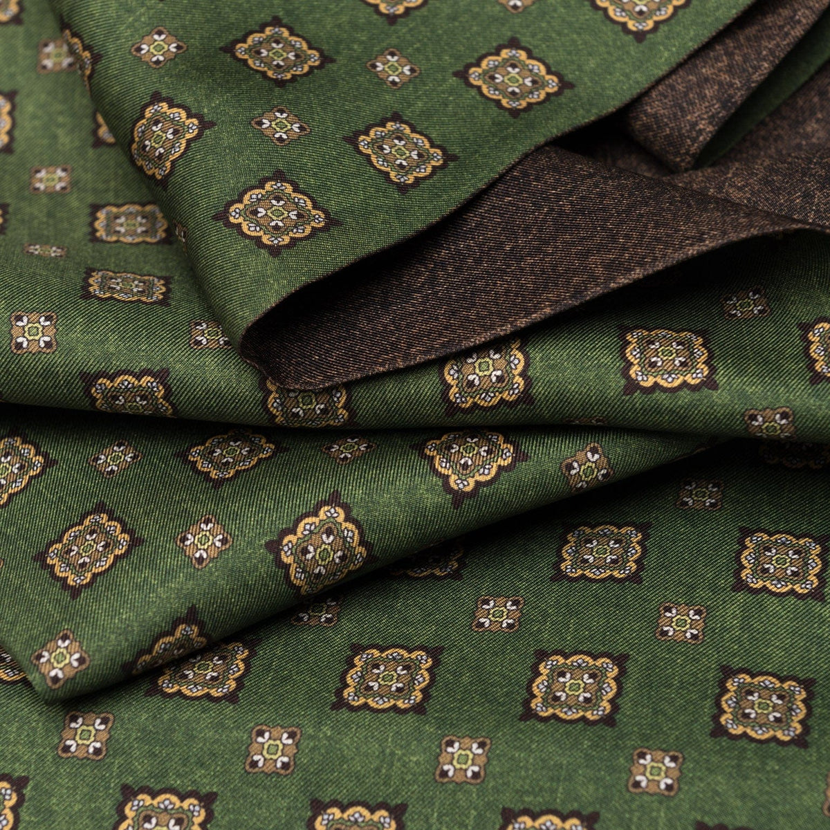 Italian Designer Green Silk Scarf for Men