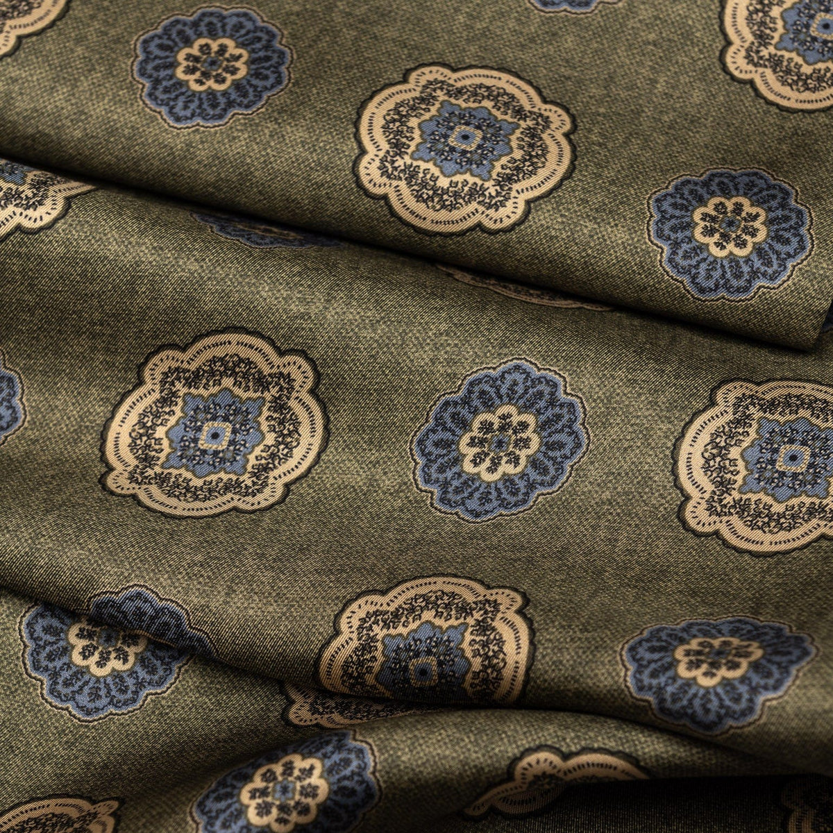 Italian Designer Men's Green Silk Scarf