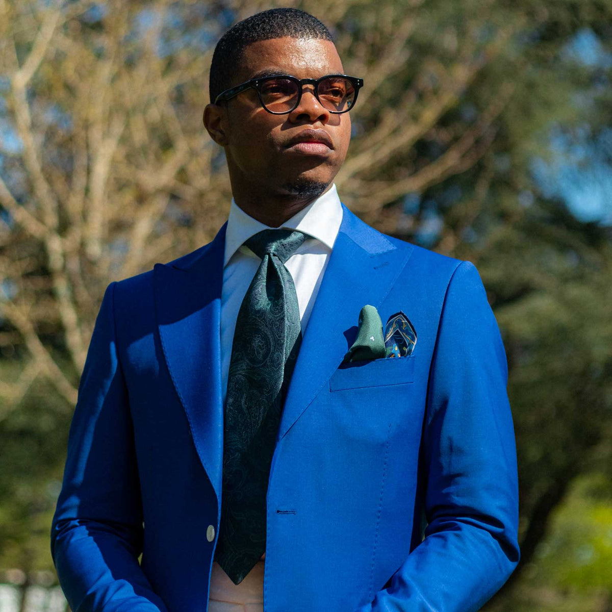 Italian Designer Green Silk Pocket Square