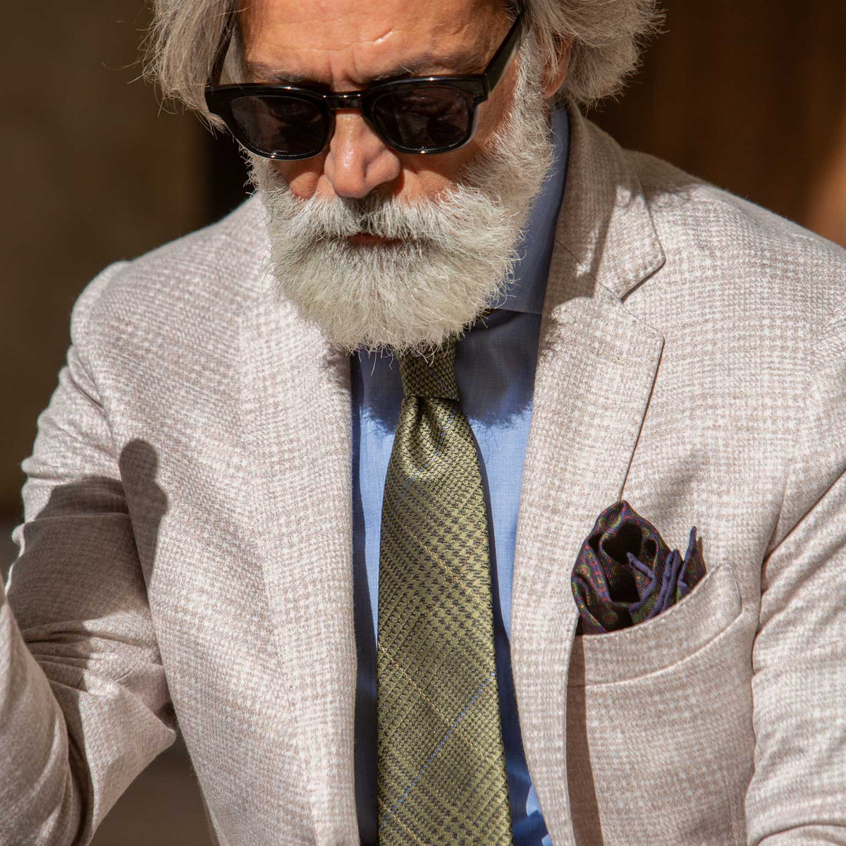 Prince of Wales plaid silk tie