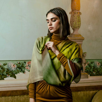 Green Modal Silk Square Scarf