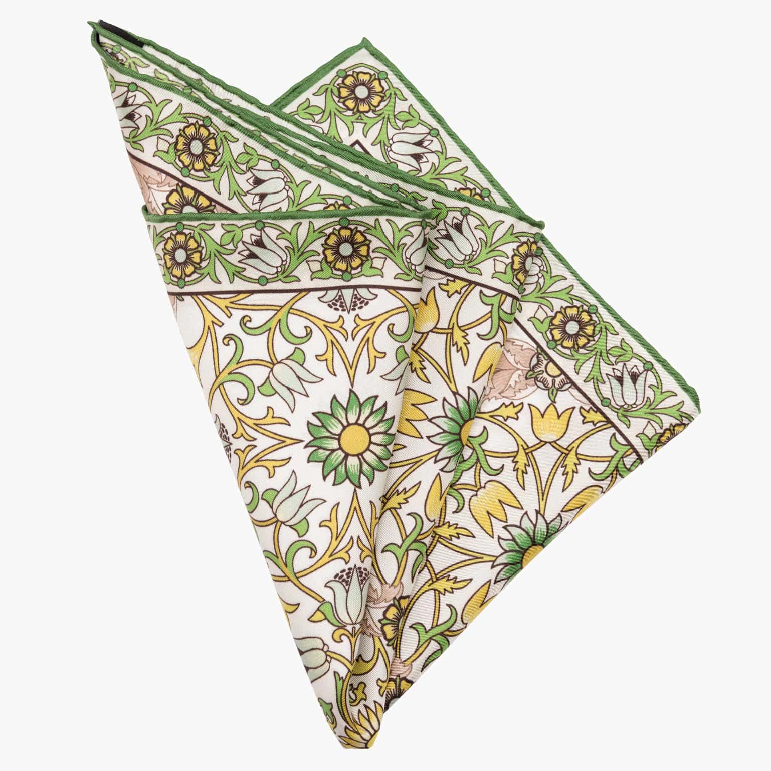 Green & Yellow Silk Italian Pocket Square