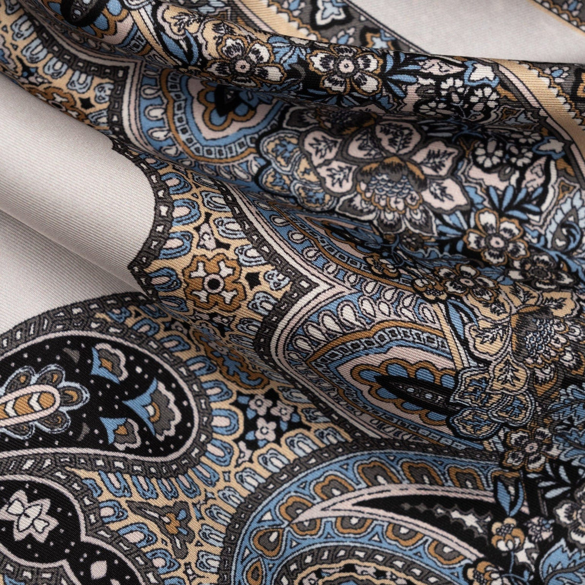 Italian Silk Neckerchief - Grey and Blue