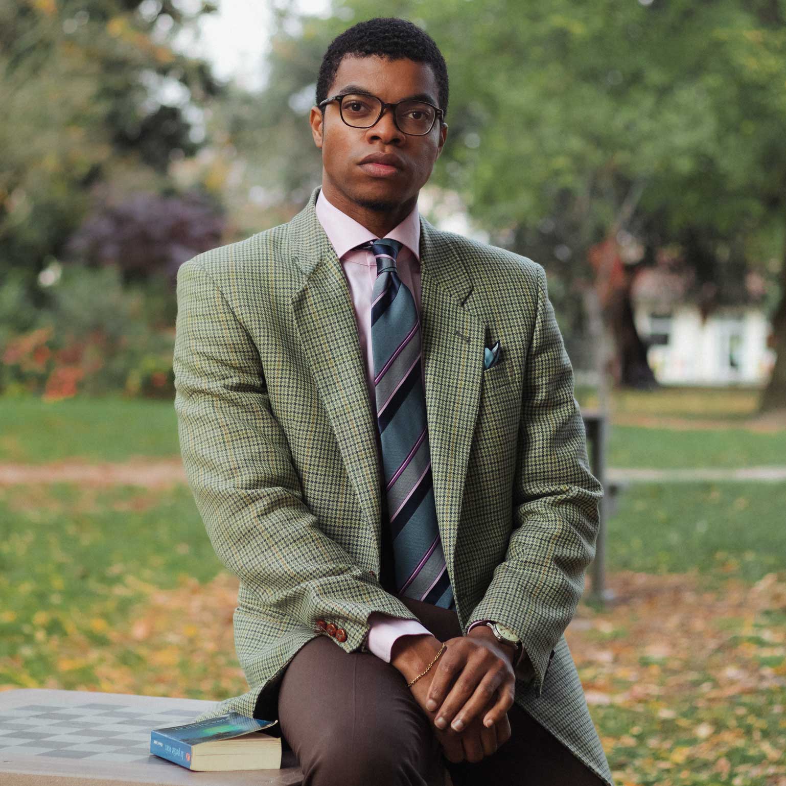 Italian Blue and Lavender Striped Silk Tie