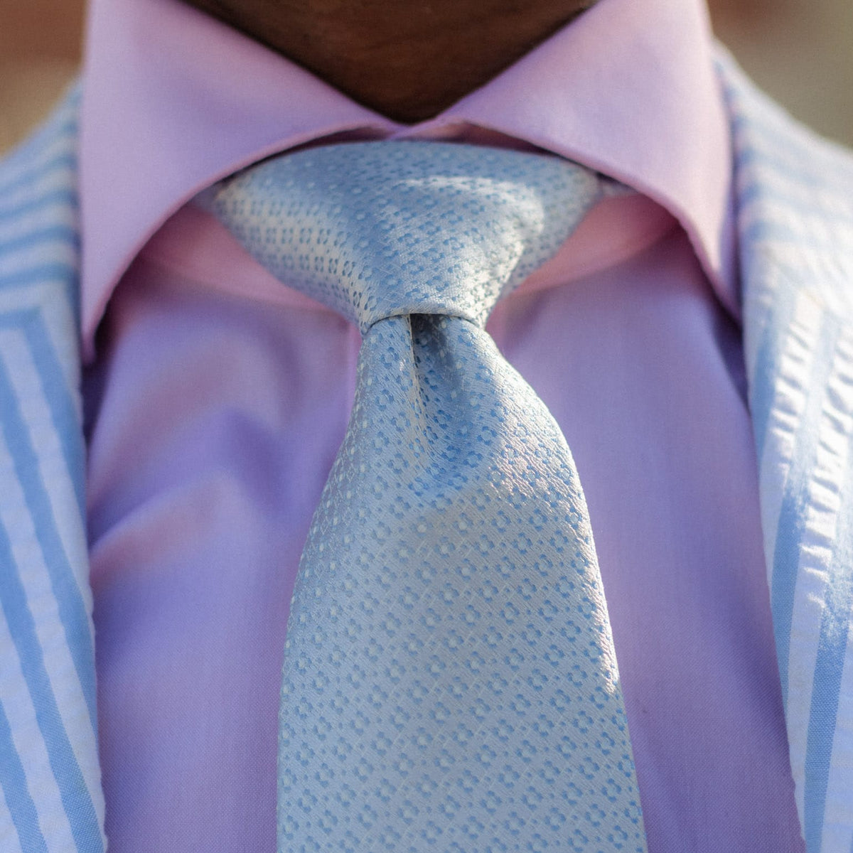 Men's Designer Italian Silk Tie Ice Blue