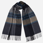 Blue Plaid Wool Cashmere Scarf
