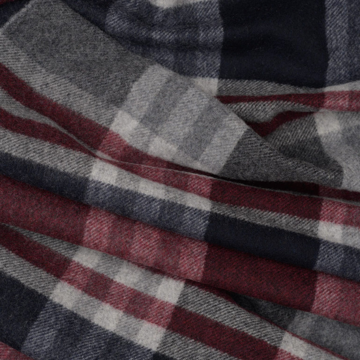 Burgundy Plaid Wool Cashmere Scarf