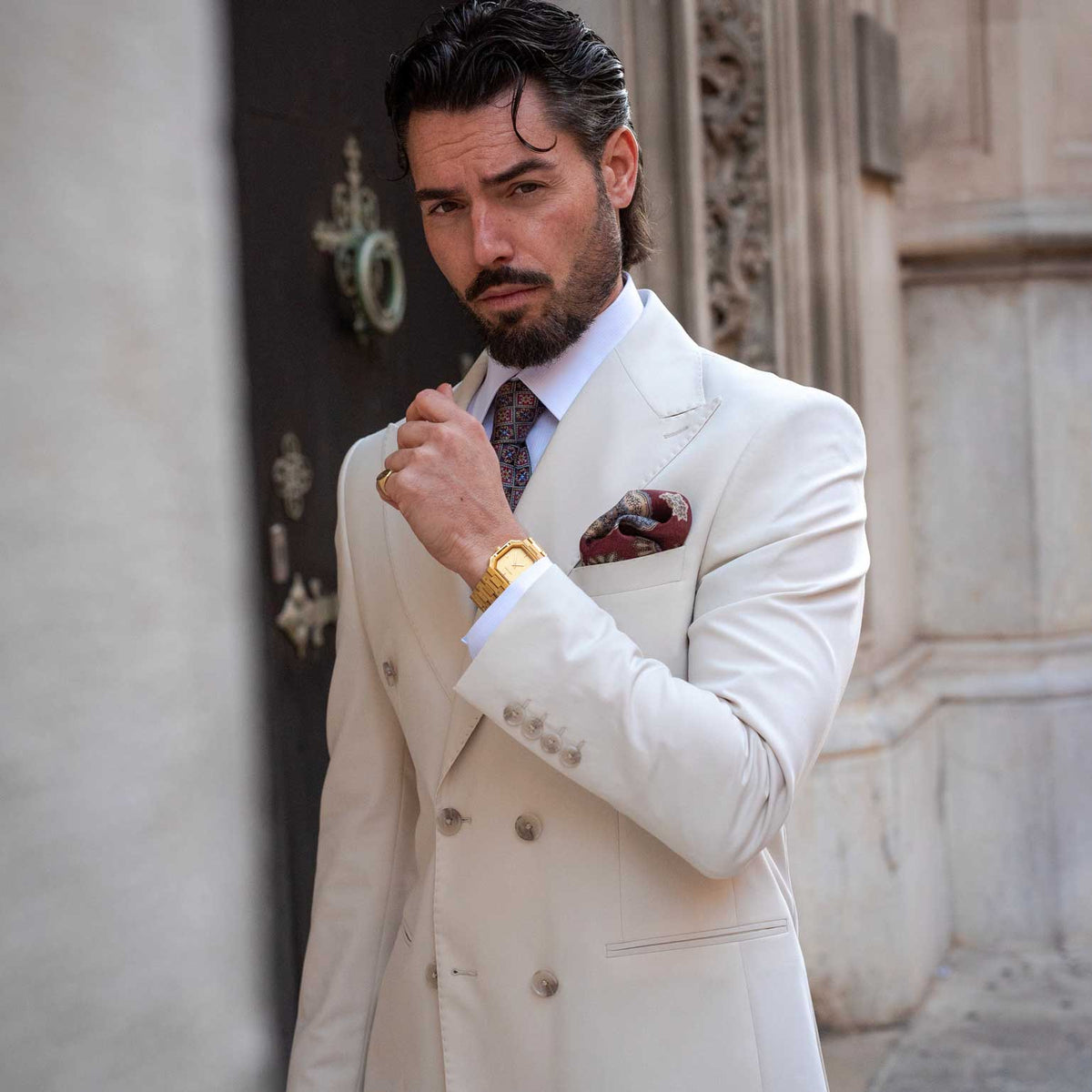 Luxury designer silk tie and pocket square