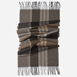 Tan Plaid Wool Cashmere Scarf