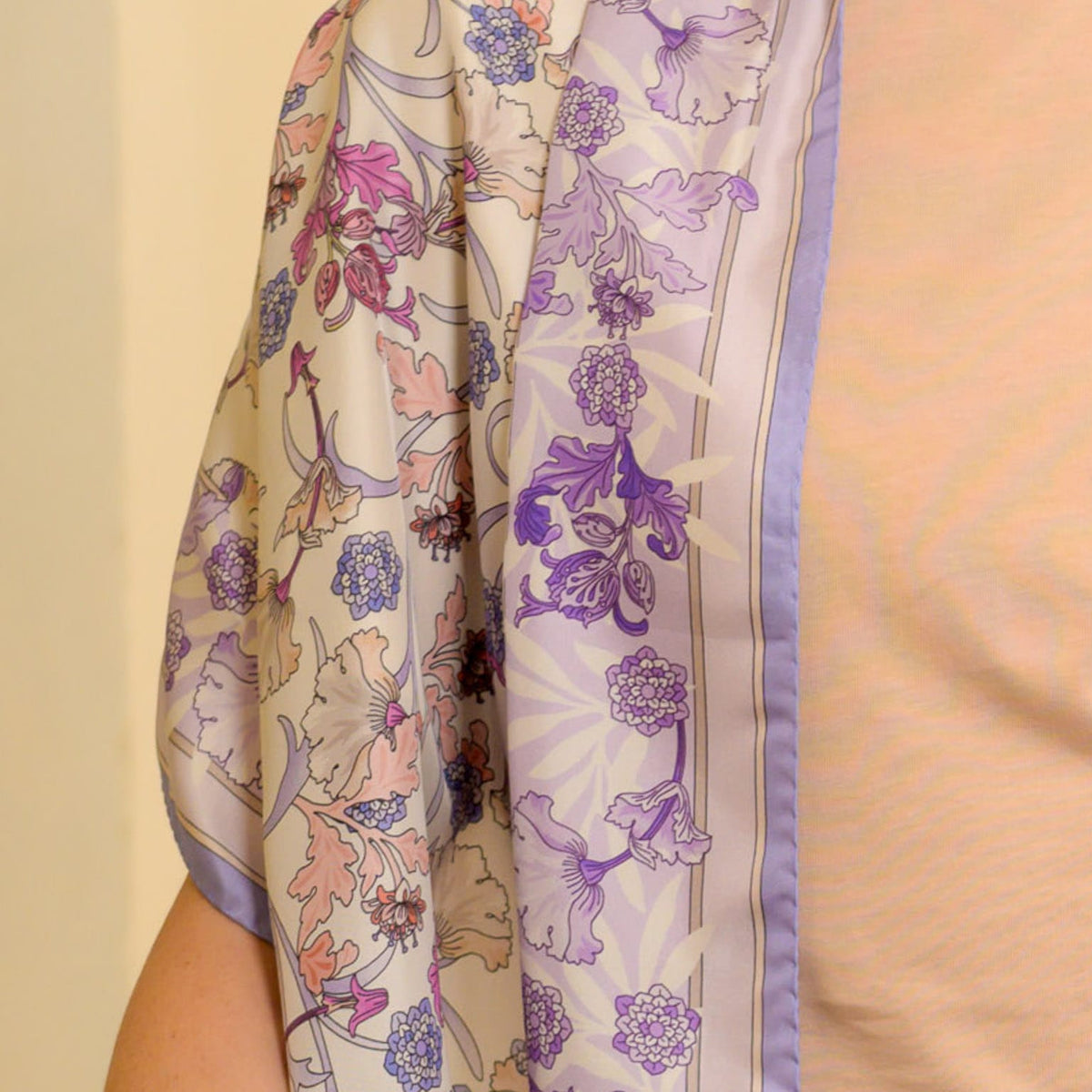 Women's Lavender Floral Italian Silk Scarf