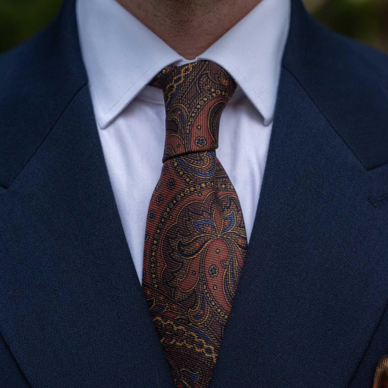 Paisley Brown Italian Madder Silk Tie