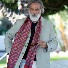 Écharpe Homme En Soie Rouge - Made In Italy - 40x180 Cm - Neuve Avec étiquettes