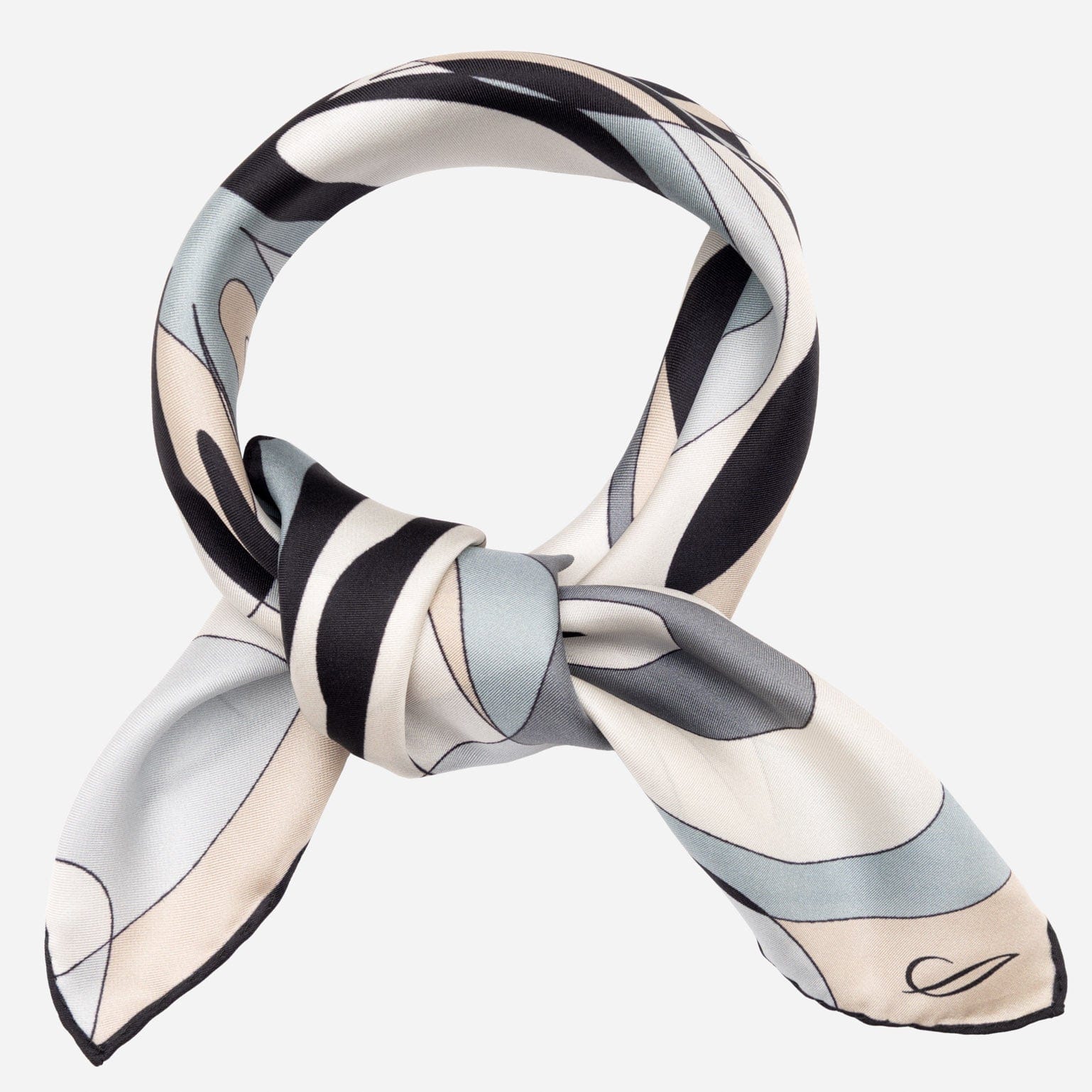 Women's Silk Bandana Black and Grey