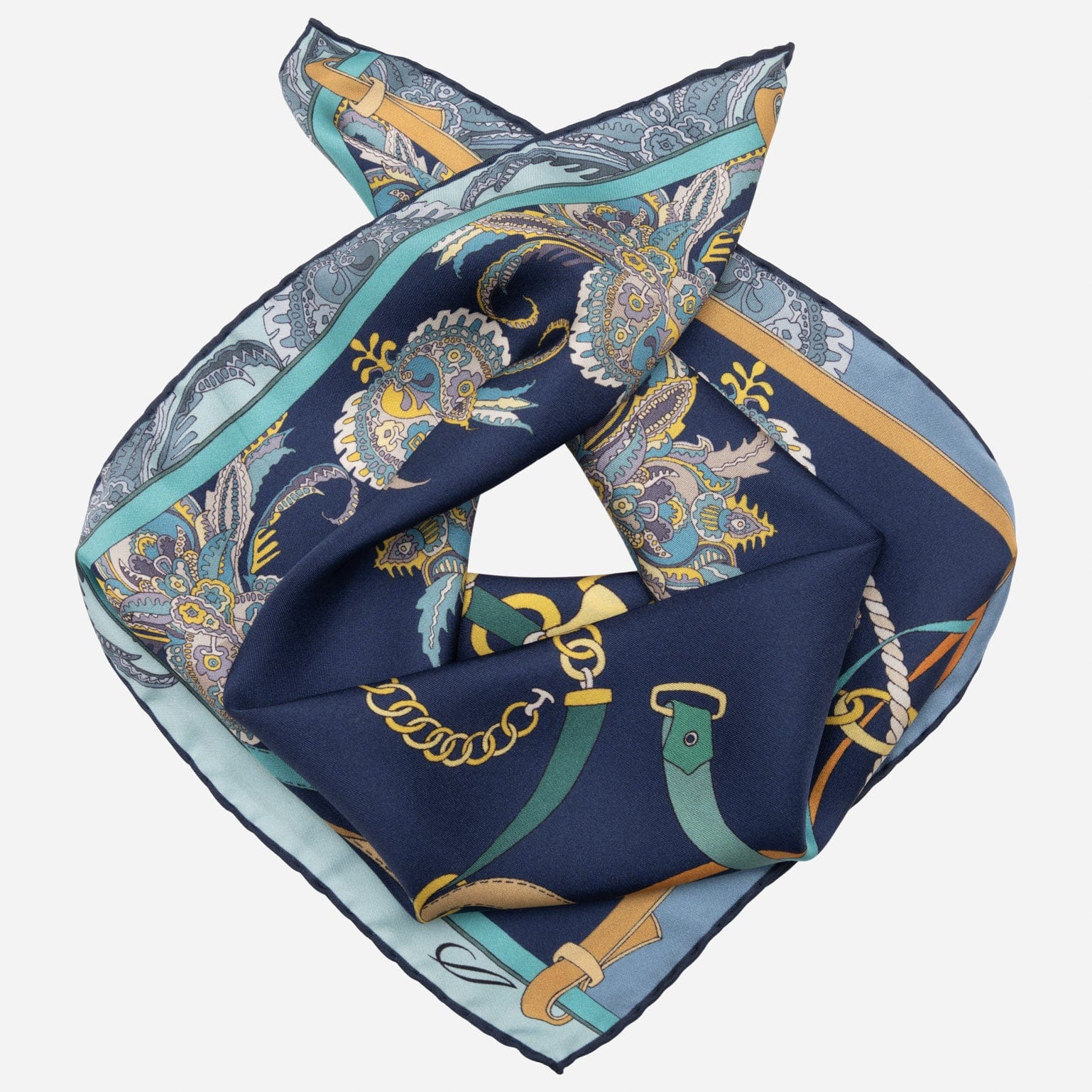 Women's Blue Equestrian Silk Bandana
