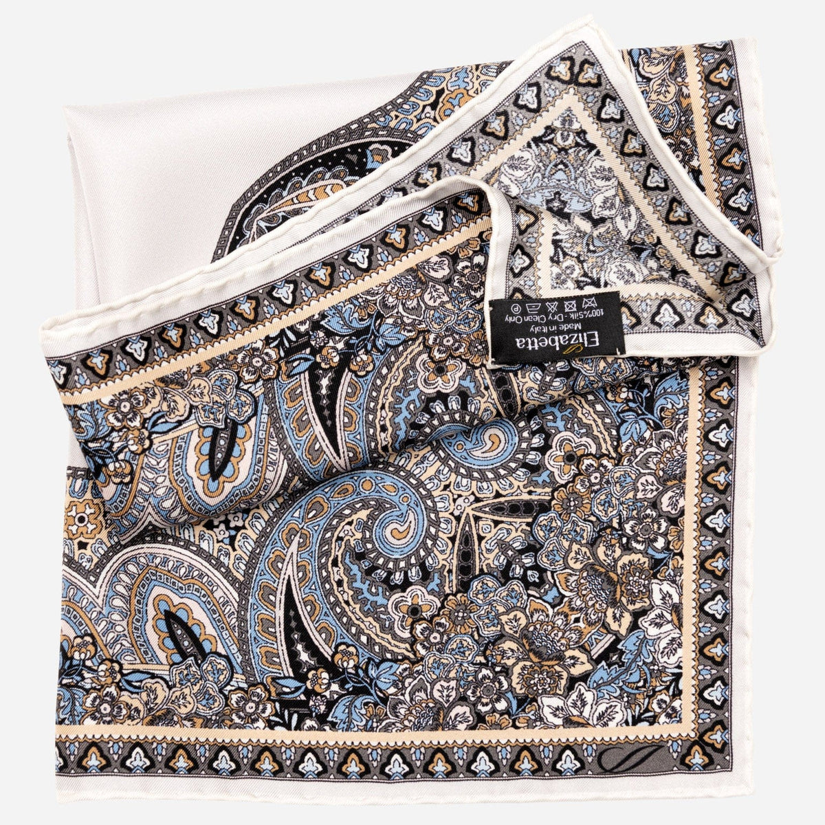 Blue &amp; Brown Silk Italian Pocket Square