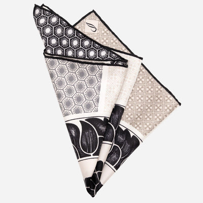 Brown & Black Silk Italian Pocket Square