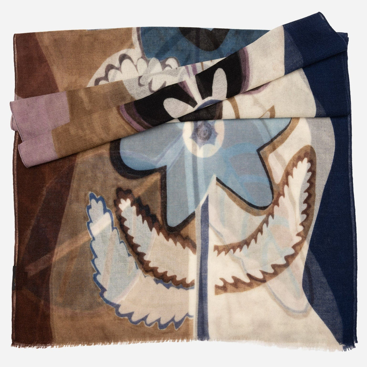 Blue and Lavender Italian Wool Scarf
