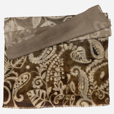Brown and Tan Italian Wool Scarf
