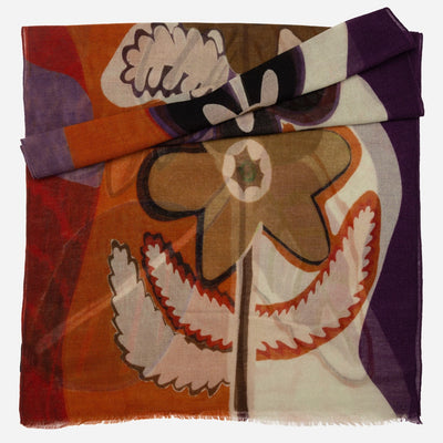 Rust and Purple Italian Wool Scarf