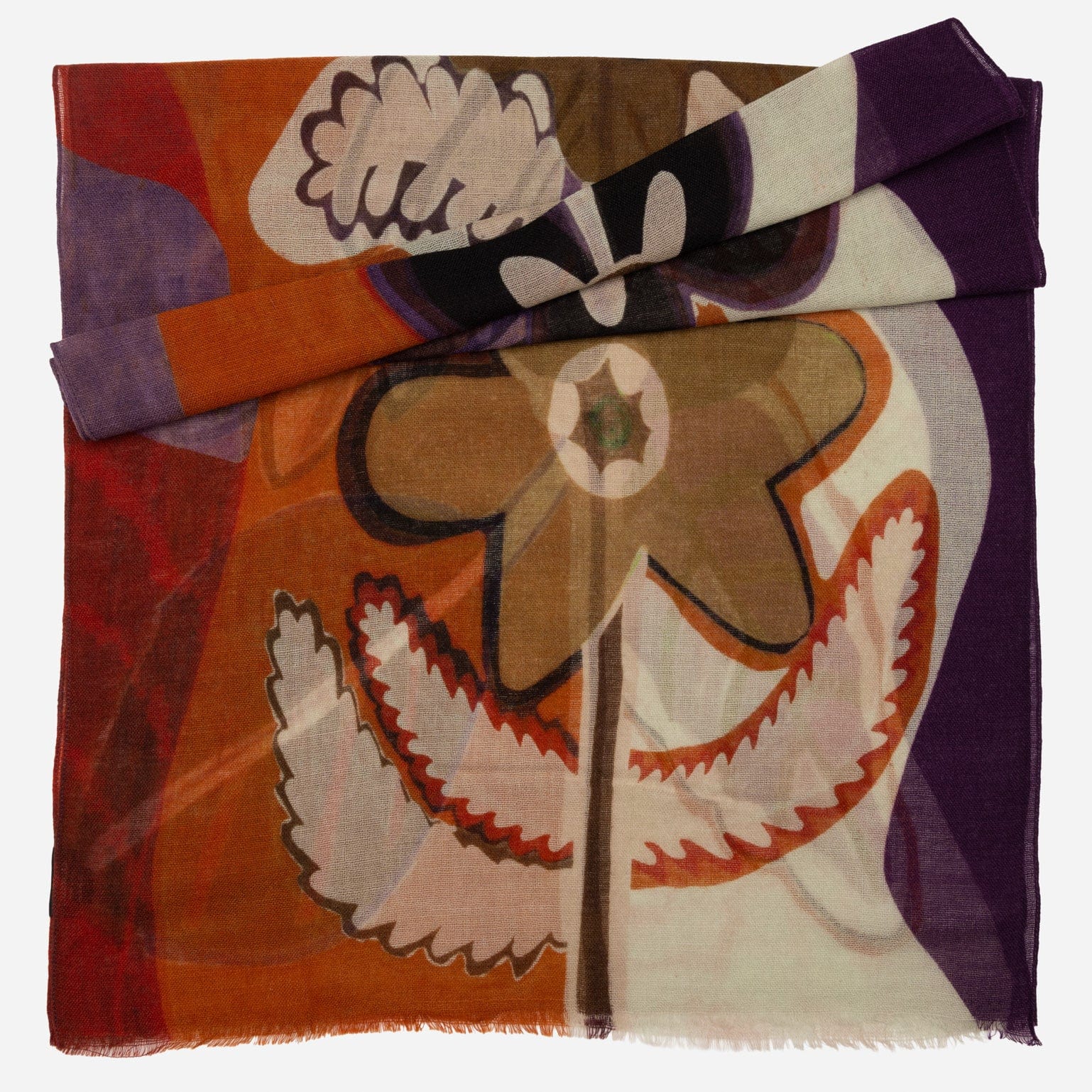 Rust and Purple Italian Wool Scarf