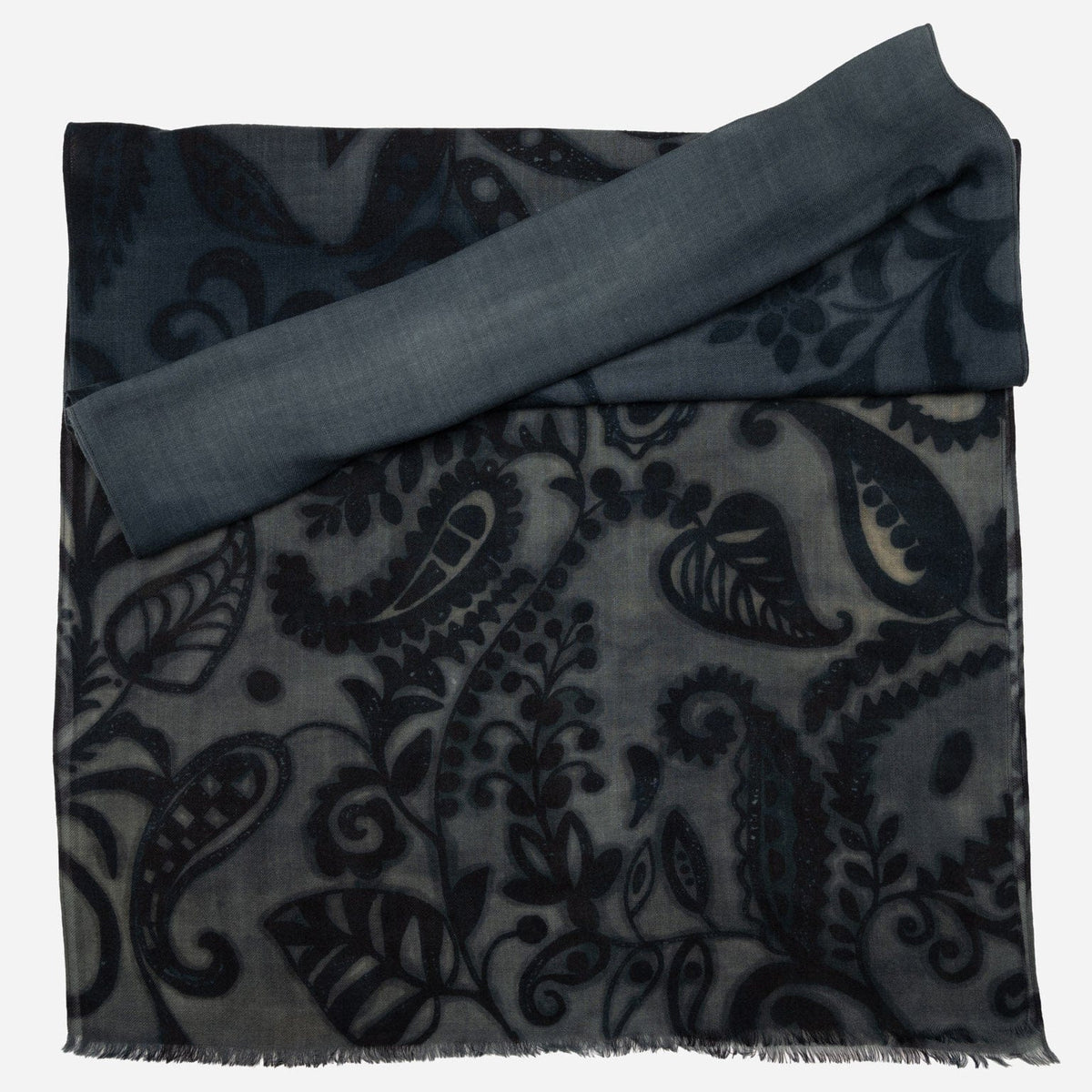 Italian Designer Wool Scarf - Steel Blue