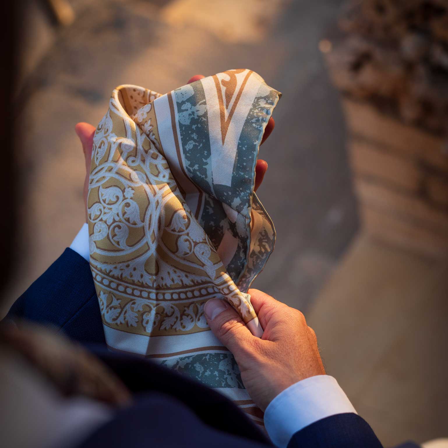 Sage Green Silk Italian Pocket Square