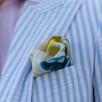 Italian Designer Peach Silk Pocket Square