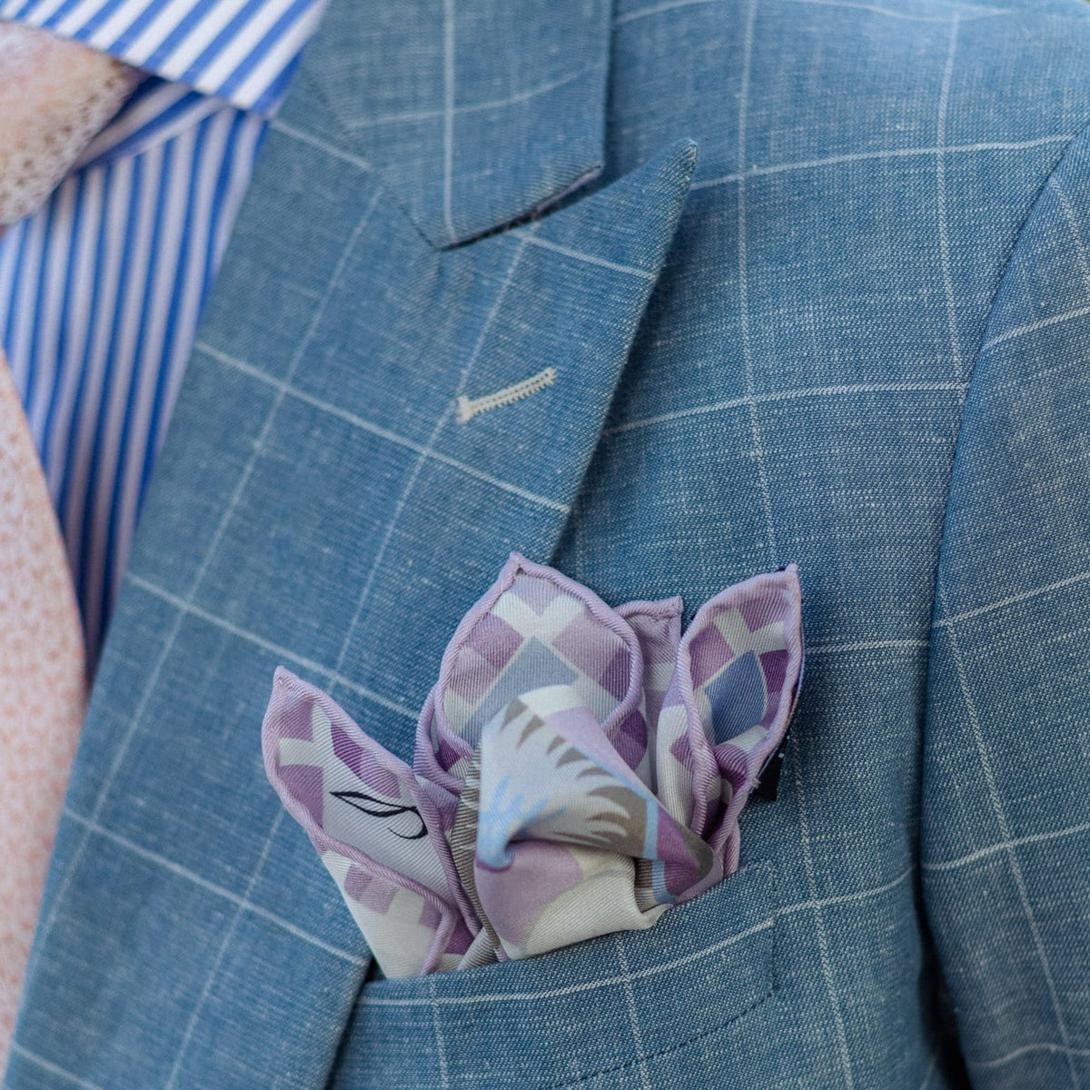 Lavender Floral Italian Silk Pocket Square